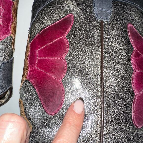 Smoky Mountain Youth Unisex Riley Leather Brown/Pink Boots, Size 7Y, EUC - Picture 5 of 10